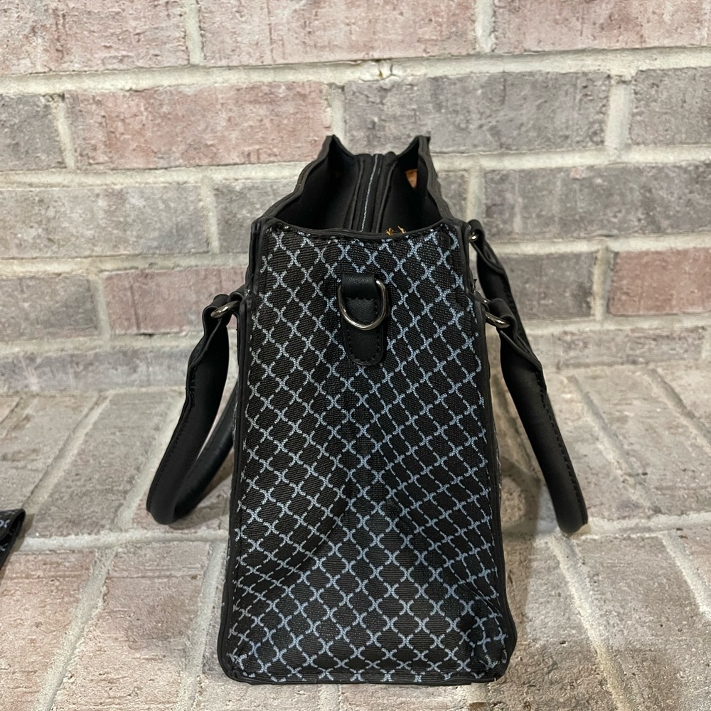 Elegant Black/Blue Patterned Handbag Set - Picture 6 of 17